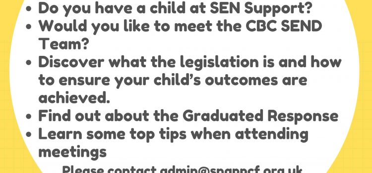 SEND SUPPORT TRAINING – MONDAY 3RD JUNE 2019  12:00PM – 14:00PM
