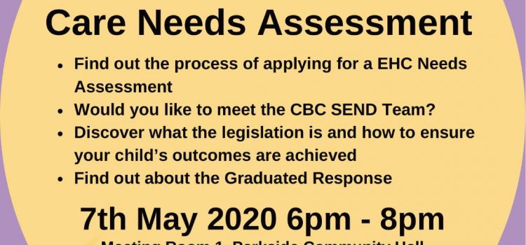 SNAP PCF * EDUCATION & HEALTH NEEDS ASSESSMENT ~ LEARN THE PROCESS AND ABOUT GRADUATED RESPONSE, MEET THE CBC SEND TEAM AND DISCOVER THE LEGISLATION~7TH MAY 6-8PM AMPTHILL MK45 2HX